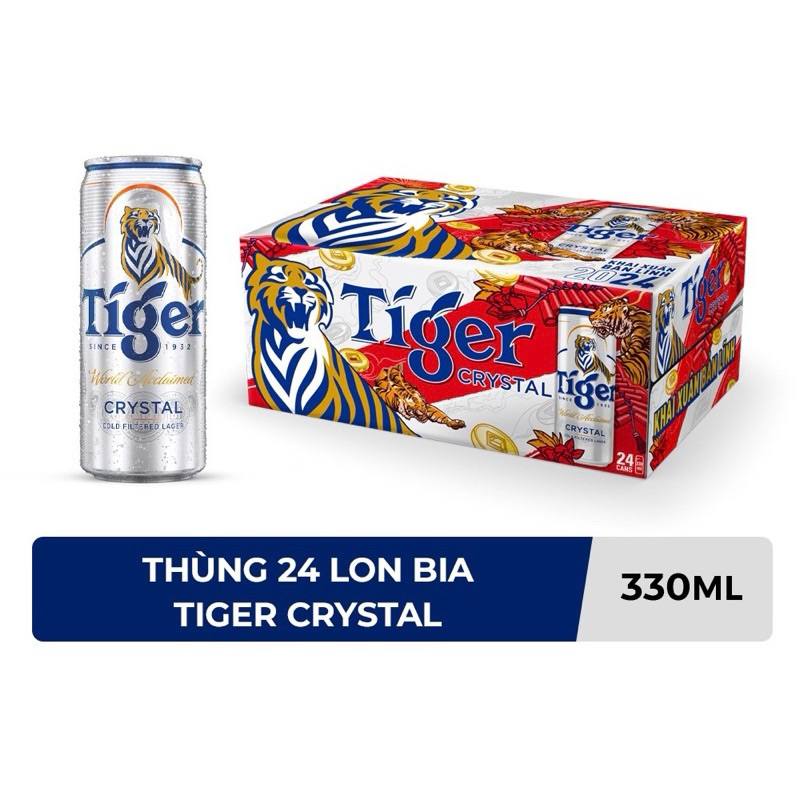 { Hoả Tốc HCM } Thùng Bia Tiger Bạc Crystal 24 lon Mẫu Xuân date mới