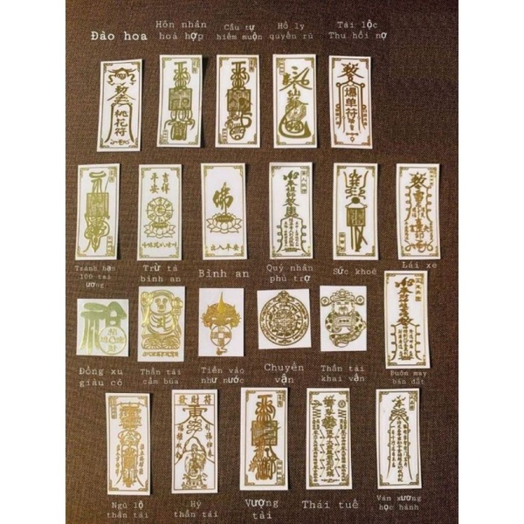 Miếng Dán Linh Phù cho điện thoại- hình Tài Lộc, May Mắn, Phong Thuỷ