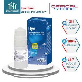  Dung dịch nhỏ mắt HYE 0.4%- Nước mắt nhân tạo-Giúp giảm khô mắt mỏi mắt-Nhập khẩu Italy-Dung tích 10ml 