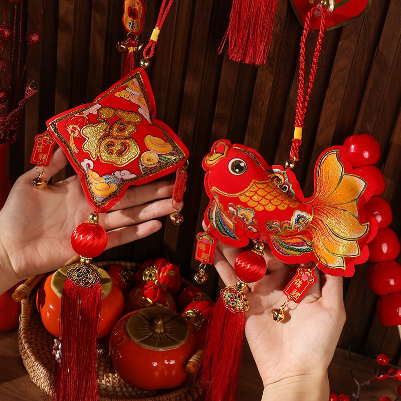 Dây treo TẾT CHỮ PHÚC 2024, liễn treo TẾT 2024 gắn chuông nhỏ trang trí cây quất, cành đào, trang trí nhà cửa, văn phòng