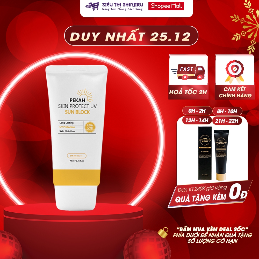 Kem chống nắng vật lý PEKAH (Date 2026) - Nâng Tone trắng tự nhiên SPF 50+ PA++ - Hàn Quốc PP Bởi Shinjiru