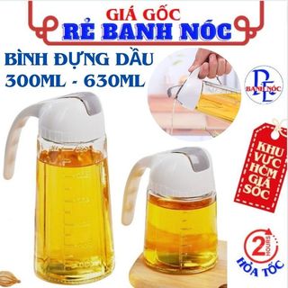 Bình Đựng Dầu Ăn, Nước Nắm 300 - 630ml Bằng Thủy Tinh Thiết Kế Tự Động Đóng Mở Nắp Khi Rót - Chai Đựng Dầu Ăn ,Xì Dầu