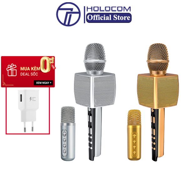 Micro Karaoke Bluetooth HOLOCOM YS98 Kèm Mic Hát Phụ Tích Hợp Loa 14W Âm Lớn Bắt Giọng Hát Hay Hỗ Trợ Thẻ Nhớ