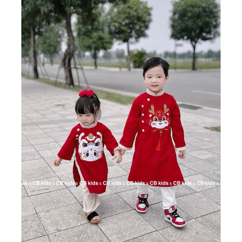 Cặp áo dài Lân cho bé trai