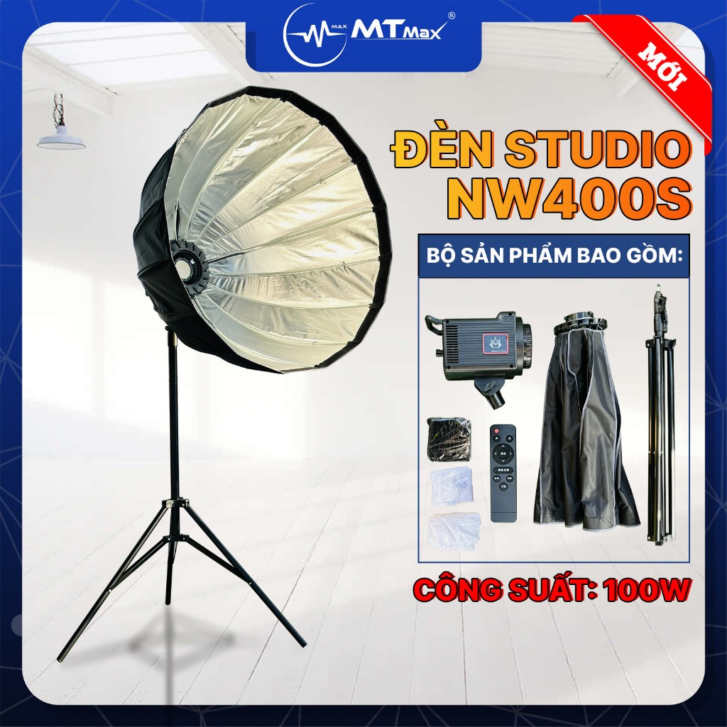 Bộ Đèn Studio SOFTBOX Led NW-400S Công Suất 100W Chình Màu  Kèm Cầu 90CM Đã Bao Gồm Chân Đèn, Đầu Đèn