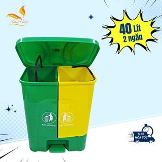 Thùng rác chân đạp 2 ngăn phân loại rác 40 lít