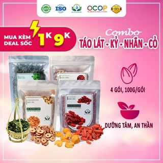Combo Trà Táo Đỏ Thái Lát, Kỷ Tử, Long Nhãn, Cỏ Ngọt SIÊU THỊ THIÊN NHIÊN Giúp An Thần, Tốt Cho Tim Mạch 100g/gói