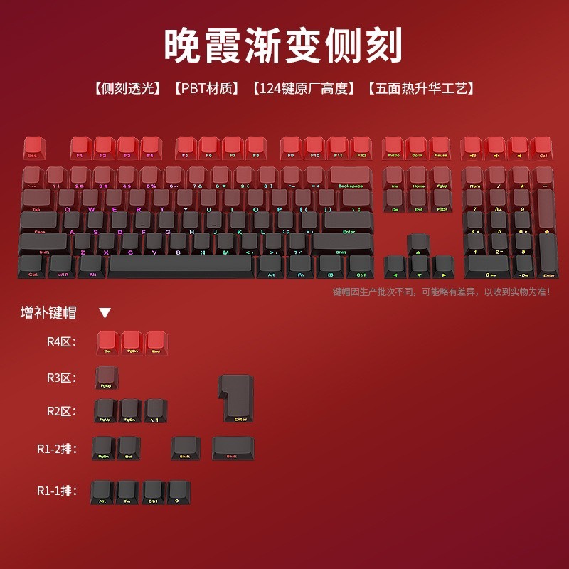 KEYCAP GRADIENT SIDE PRINT XUYÊN LED CẠNH | PBT DOUBLE SHOT | CHERRY PROFILE