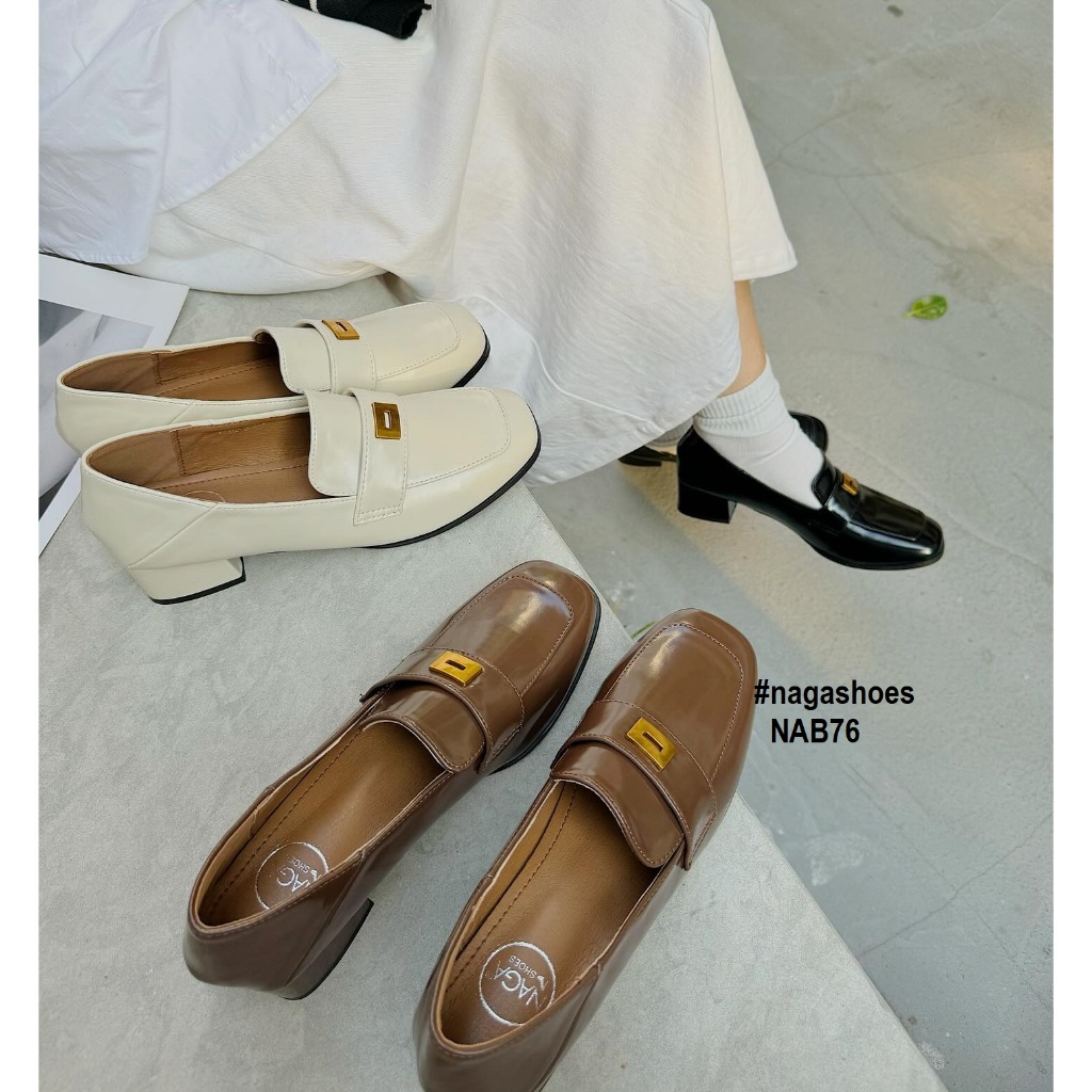 GIÀY BÚP BÊ NAGASHOES MŨI VUÔNG  & PHỤ KIỆN KIM LOẠI VÀNG NAB76