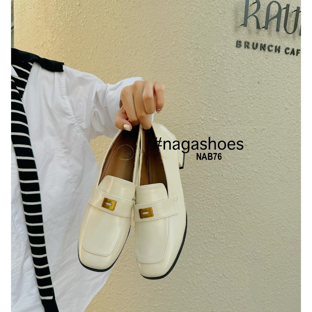 GIÀY BÚP BÊ NAGASHOES MŨI VUÔNG  & PHỤ KIỆN KIM LOẠI VÀNG NAB76