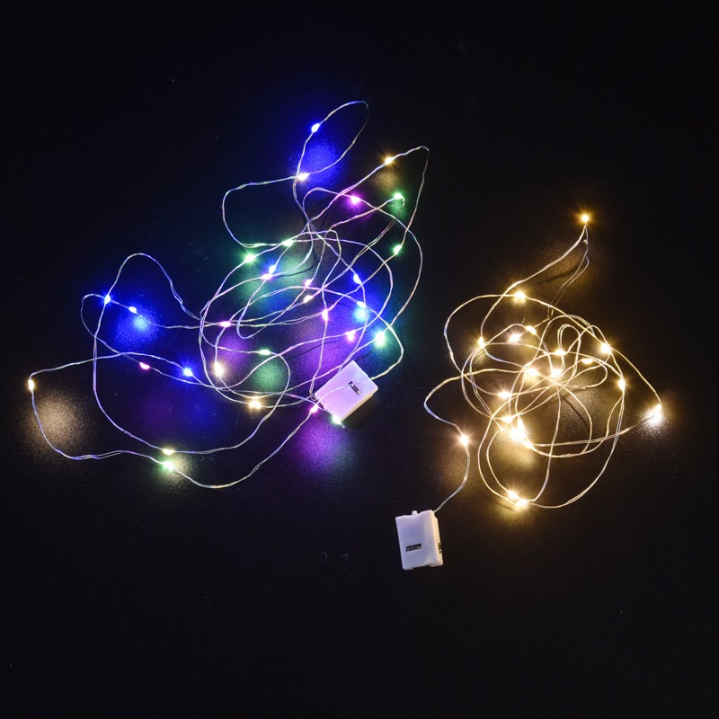 Dây đèn led trang trí fairylight đom đóm có sẵn pin dài 0,5m,1m, 2m, 3m, 4m nhiều màu
