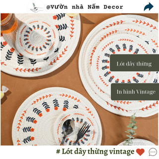 Miếng lót nồi, lót cốc nhà bếp họa tiết Hoa Lá Vintage