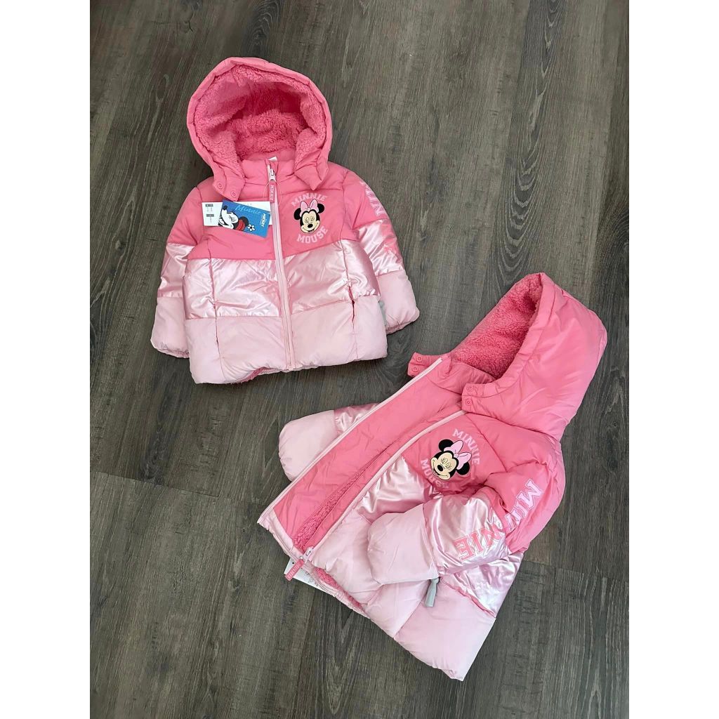 Áo phao hồng minnie xuất Âu bé gái