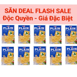 Combo 10 hộp bánh ăn kiêng plain crackers vị nguyên bản 104g