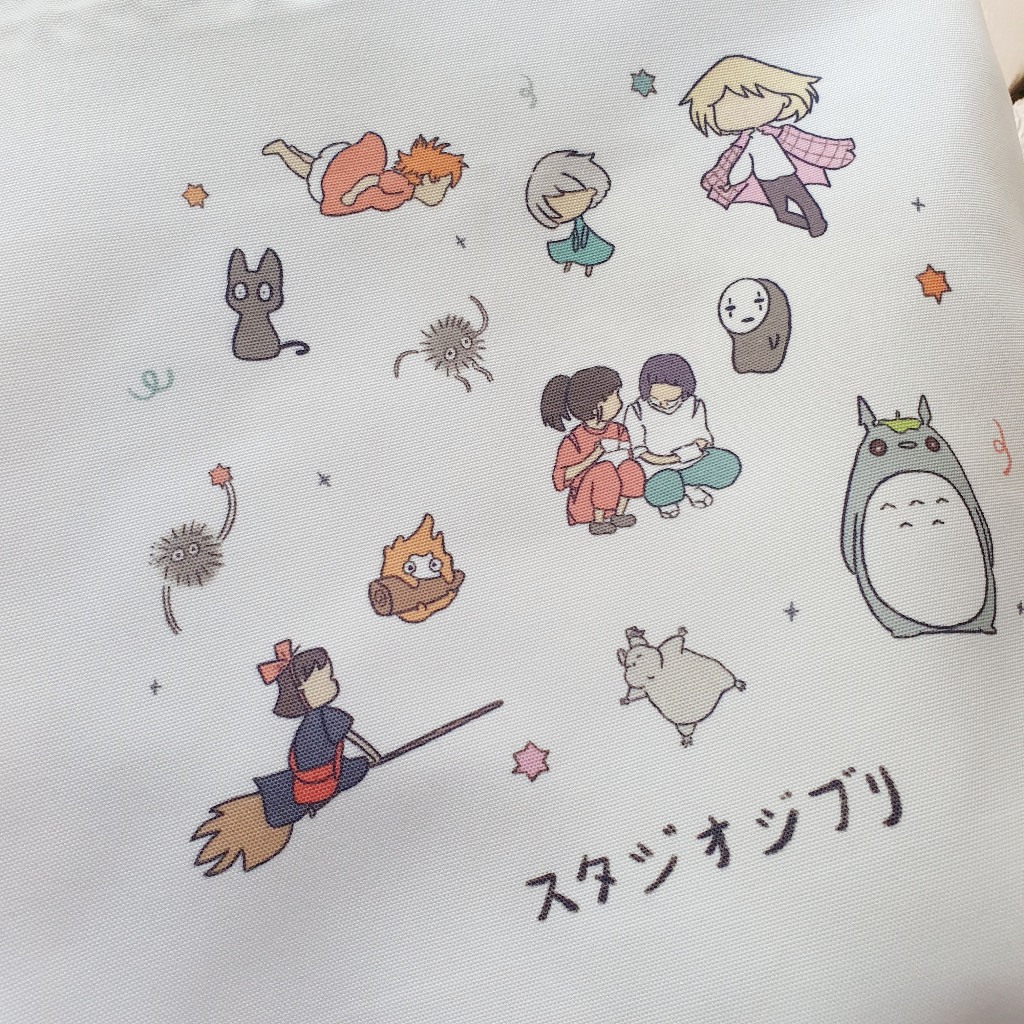Túi tote vải có khóa kéo in hình Ghibli  - Sản phẩm của Penguin House