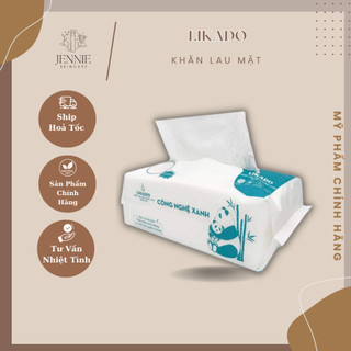  Khăn lau mặt dùng 1 lần để tẩy trang cho spa dạng rút LIKADO túi 80 tờ kích thước  20x20cm   JENNIE SKINCARE  