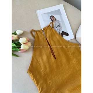 Đầm linen Mục Đồng vẽ thủ công