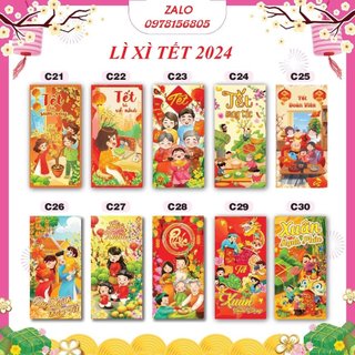 Combo 50 bao lì xì tết 2024, mẫu mới nhất, mix nhiều mẫu khác nhau