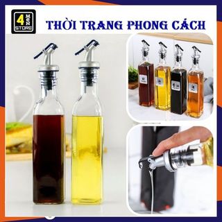 Bình đựng dầu ăn , ăn mắm , gia vị chất liệu thủy tinh 500ml - chai rót dầu dầu ăn dáng vuông - chai đựng dầu có vòi rót