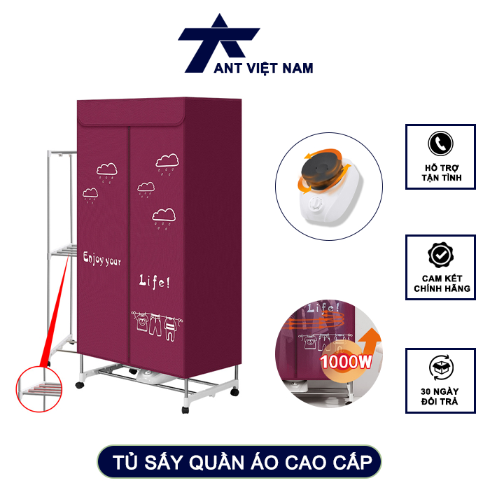 Tủ Sấy Quần Áo Thông Minh Cao Cấp, Máy Sấy Quần Áo Nhanh Khô, Công Suất Cao 1000w, Có Chế Độ Hẹn Giờ, BH 12T