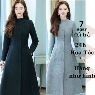 Áo Khoác Nữ Dáng Dài - Áo Dạ Cổ Đứng Dáng Xoè Cao Cấp Quảng Châu Siêu Ấm Sang Trọng