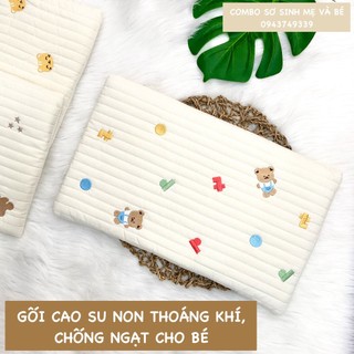 Gối Đầu Cao Su Non Thêu Họa Tiết Phong Cách Hàn Quốc Cho Bé, Siêu Thoáng, Chống Ngạt