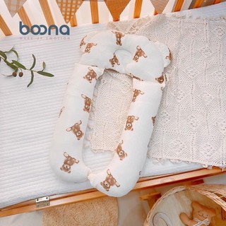 Gối chữ U cho bé Boona đa năng làm gối ôm, gối chống méo đầu, gối chặn chống giật mình cho bé ngủ ngon