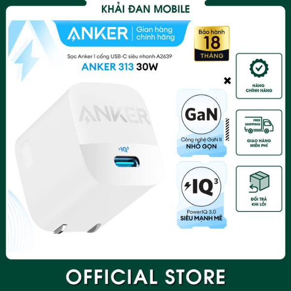 CỐC SẠC ANKER 20W CUBE VÀ 30W 313, BẢO HÀNH 18 THÁNG