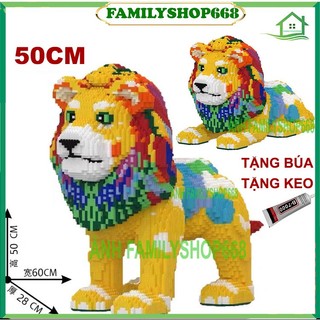 Xếp hình sư tử 50cm 38cm duz đồ chơi lắp ráp con hổ vàng cỡ lớn nano 3d mô hình