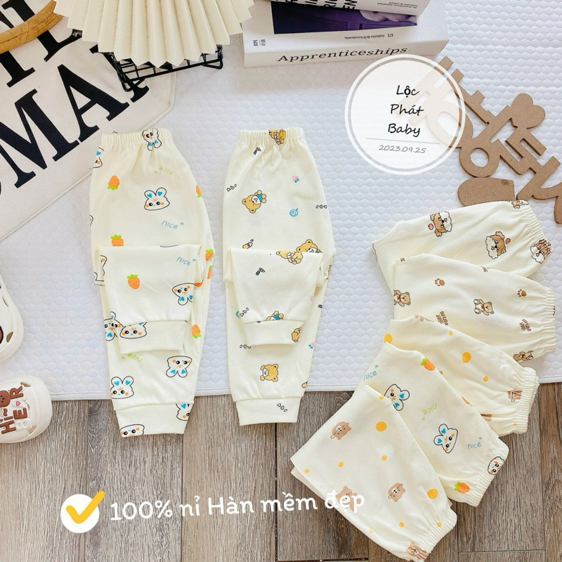 Quần Nỉ Hàn Mềm Mại Dày Dặn Cho Bé Trai Bé Gái Sơ Sinh