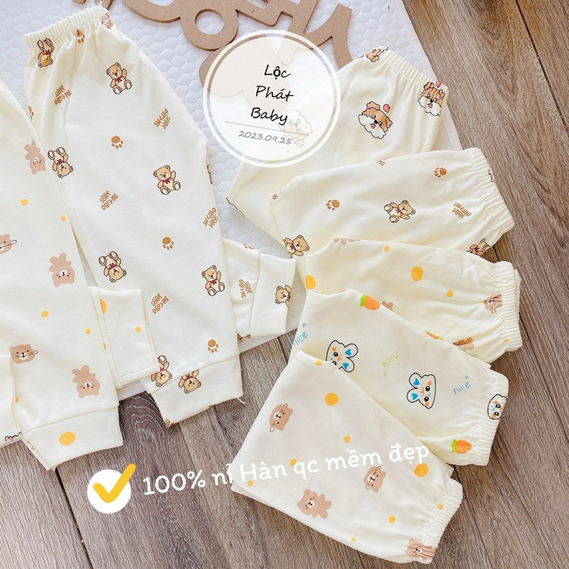 Quần Nỉ Hàn Mềm Mại Dày Dặn Cho Bé Trai Bé Gái Sơ Sinh