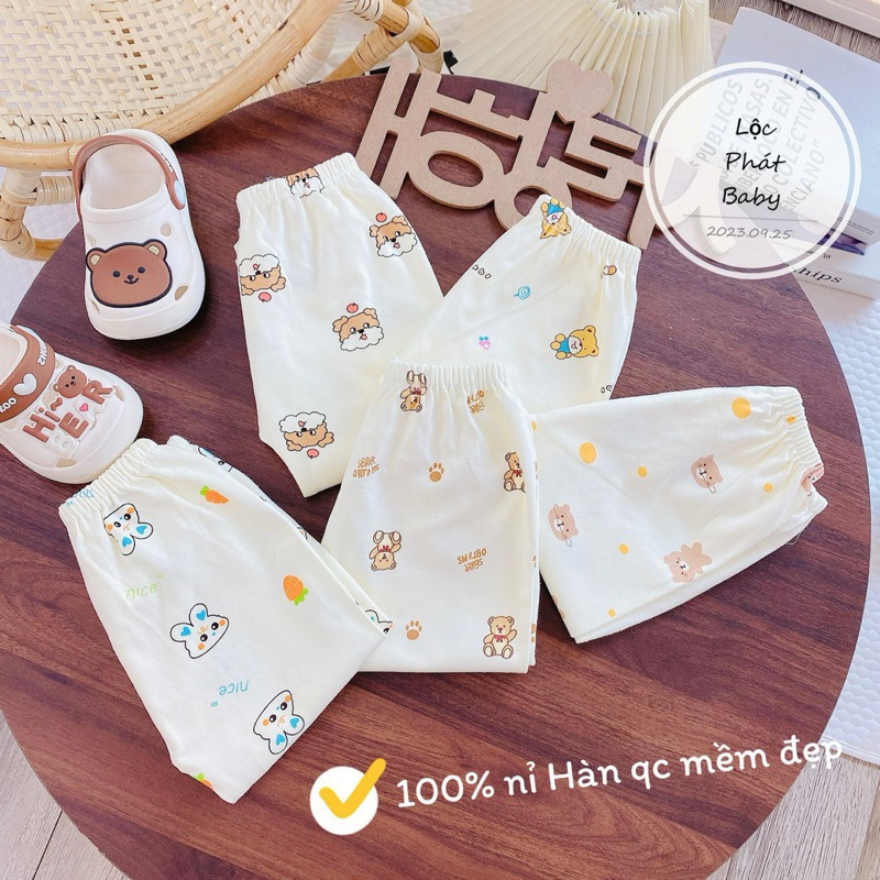Quần Nỉ Hàn Mềm Mại Dày Dặn Cho Bé Trai Bé Gái Sơ Sinh