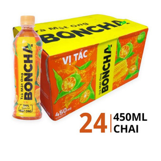 Thùng trà mật ong boncha vị tắc với 100% mật ong 24 chai 450ml