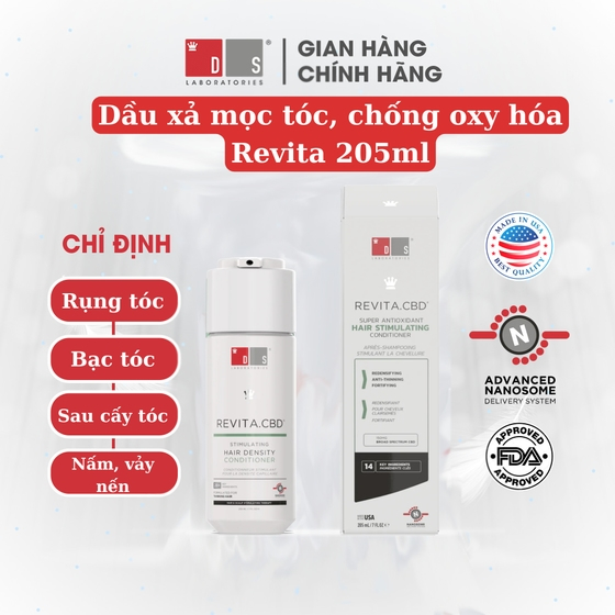 Dầu xả chống oxy hóa, kích thích mọc tóc REVITA®.CBD CONDITIONER 205ML