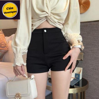 Quần short nữ cạp cao co giãn hách dáng ôm đùi ngắn vải umi hàn cao cấp