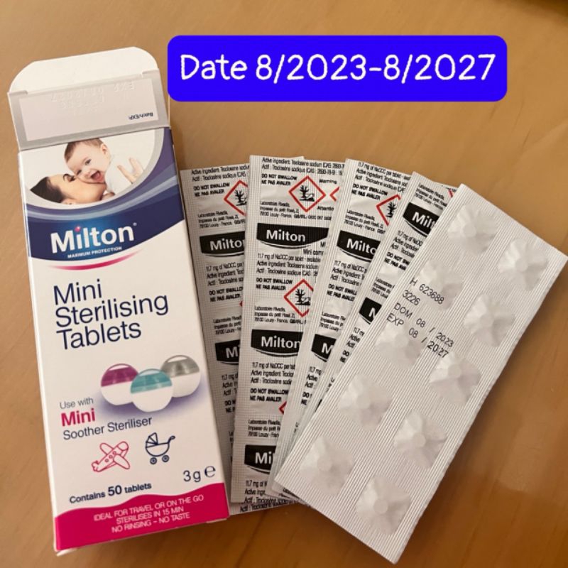 Hộp 50 Viên Tiệt Trùng Milton Dùng Cho Cốc Nguyệt San, Núm Ti, Bình sữa, Khử khuẩn, Làm Sạch