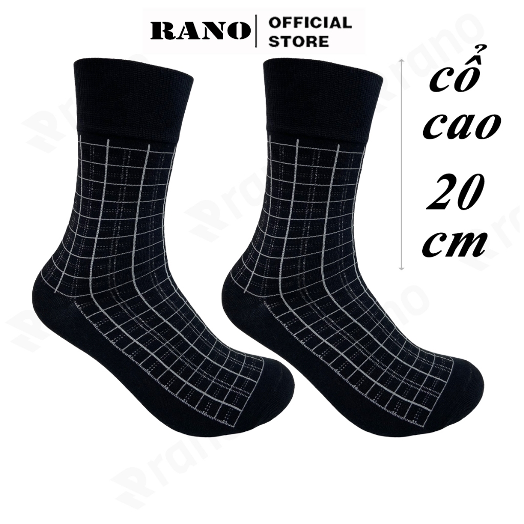Tất nam công sở đi giày tây RANO màu đen dài 20cm chất liệu cotton mềm mịn thoáng mát TAY20DENCARO