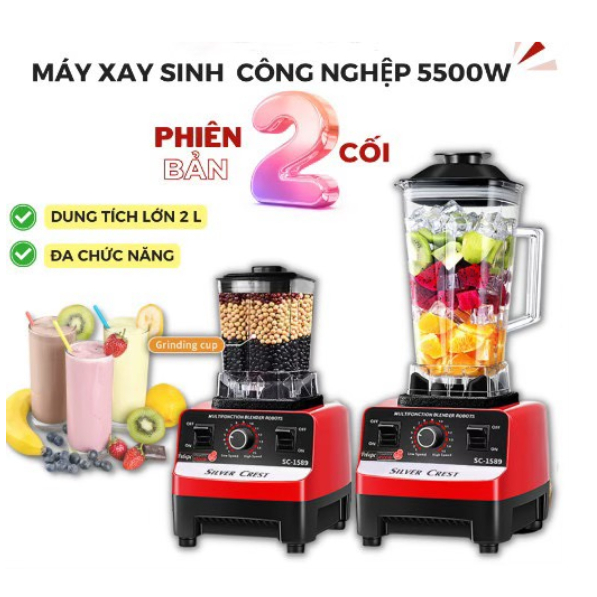 Máy Xay Sinh Tố Công Nghiệp Công Suất 5500W. Đa năng xay đá,xay thịt cá thực phẩm