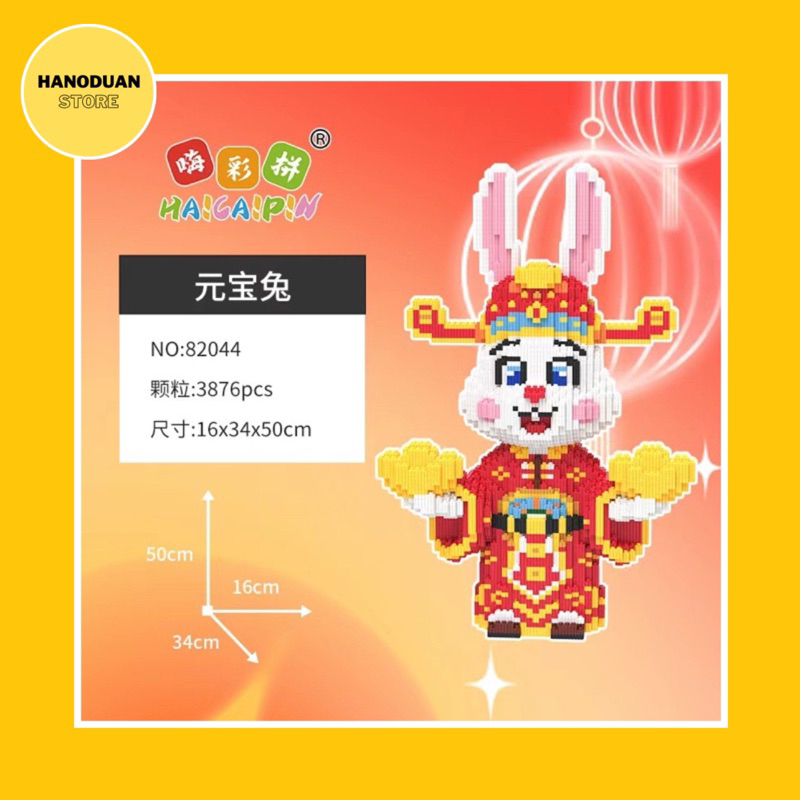 Mô Hình Lắp Ráp Thỏ Thần Tài 50cm - Mô Hình Thần Tài 50cm Bê 2 Thỏi Vàng Mang Tài Lộc Và May Mắn