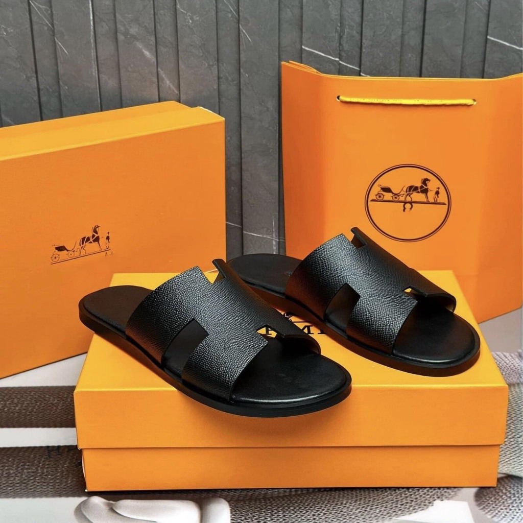 Dép nam da chữ H cao cấp da bò đẹp quai ngang quai chéo không quai hậu thời trang trẻ và trung niên CHAGO Hm