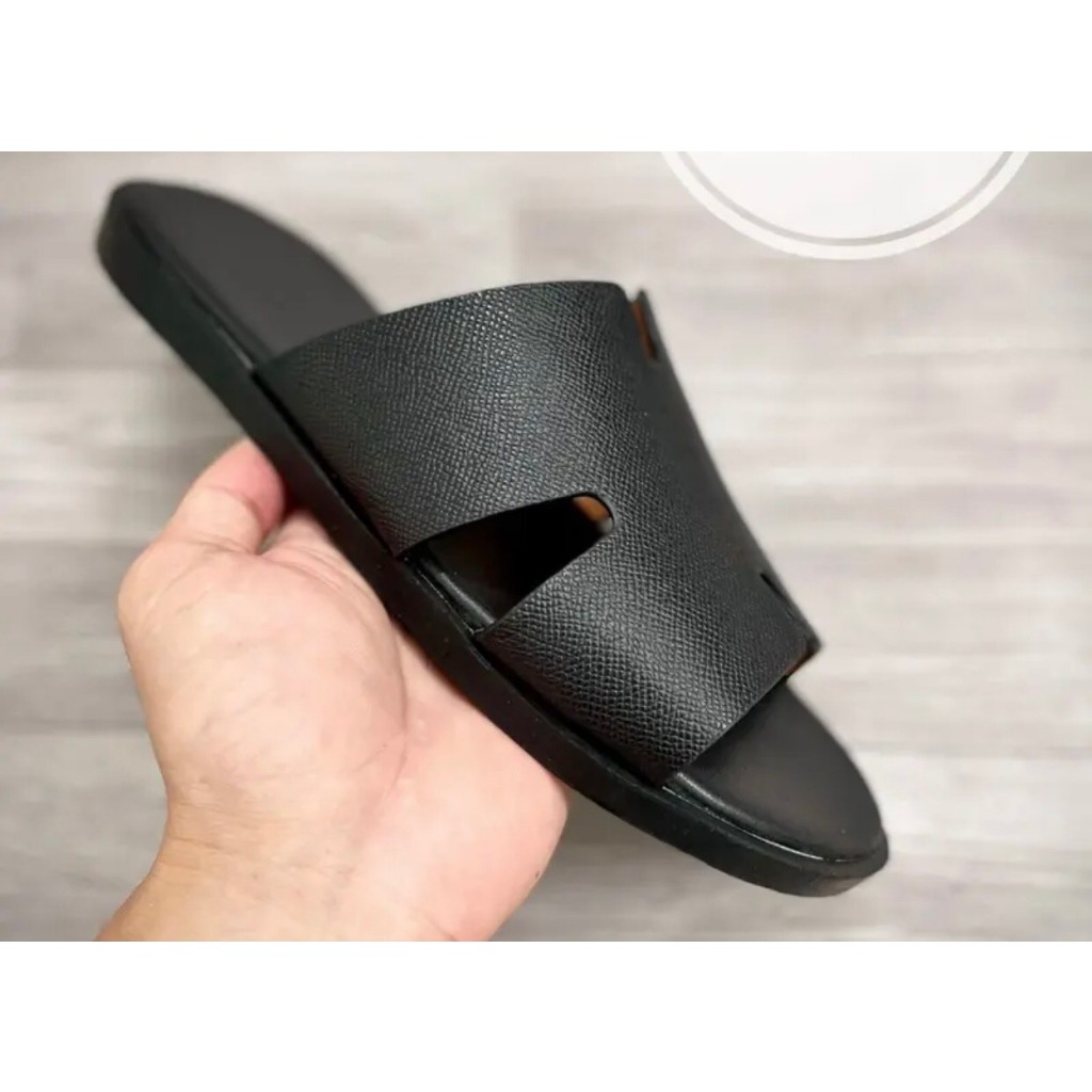 Dép nam da chữ H cao cấp da bò đẹp quai ngang quai chéo không quai hậu thời trang trẻ và trung niên CHAGO Hm