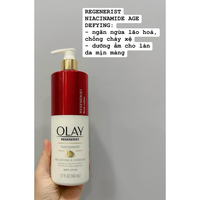 [Bill Mỹ] Kem dưỡng thể Olay Age Defying &amp; Hydrating Niacinamide Hand and Body Lotion 502ml