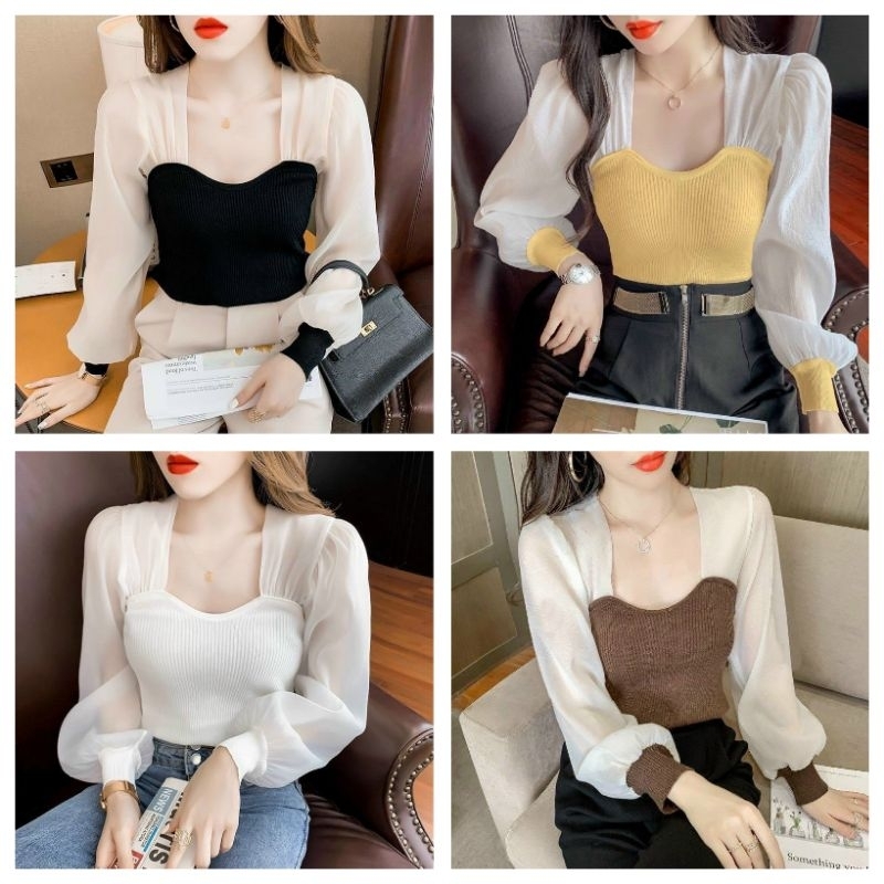 ÁO THUN PHỐI VOAN LỤA TAY BO CÔNG CHÚA XINH
