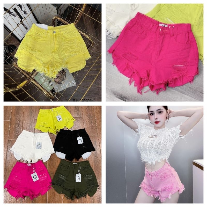 Quần Short Jeans Nữ Cạp Cao Gập Gấu Nơ Xinh Sang Chảnh Siêu Hack Dáng