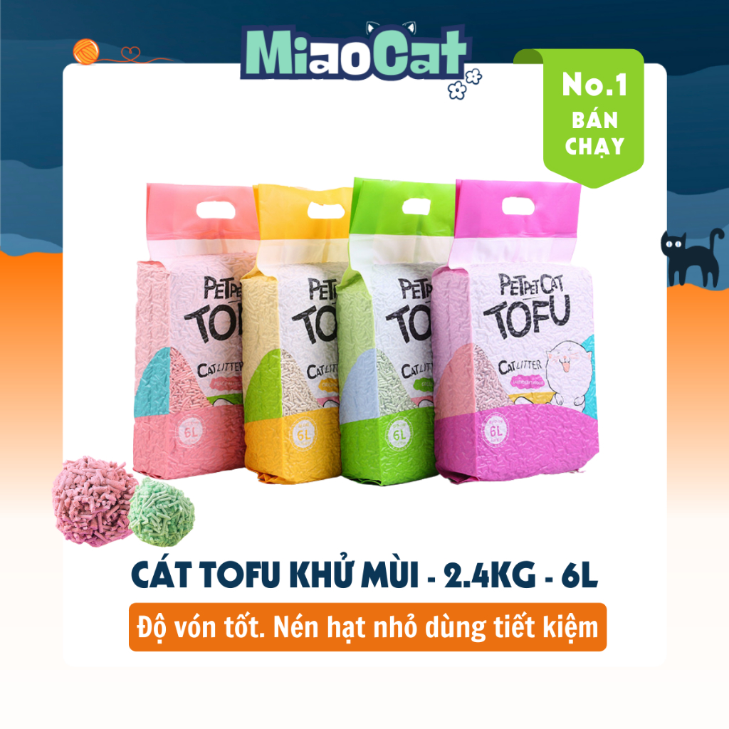 Cát Đậu Nành Cho Mèo Vón Tốt Khử Mùi Hôi PETPETCAT TOFU 6L An Toàn Giảm Bệnh Hô Hấp