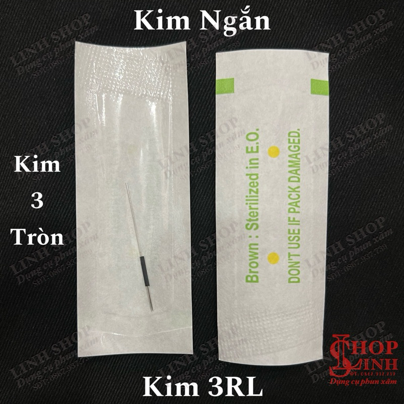 (Bịch 100cái) Kim ngắn 3RL Kim 3 Tròn , kim thần thánh kim máy pro phun mày tạo hạt phun môi mí Linh Shop...