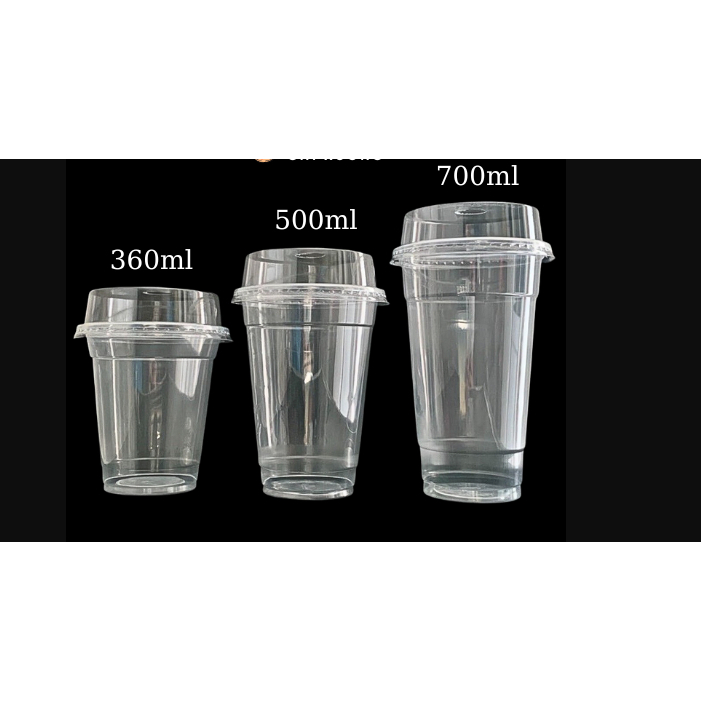 50 Ly Nhựa PP Trơn Đáy Bằng Loại Dày 360ml, 500ml, 650ml, 700ml Đựng Trà Sữa, Sinh Tố, Nước Ép Tiện Dụng