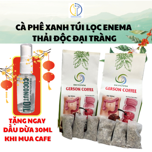 Cà Phê Xanh Thụt Tháo Đại Tràng Thải Độc Cơ Thể Dạng Túi Lọc Tiện Lợi Giảm Cân Đẹp Da Gerson Coffee Enema (500g, 40 túi)