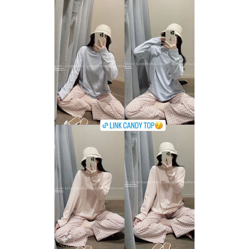 Candy top- áo thun tay dài đính hoa nhà Iammitea
