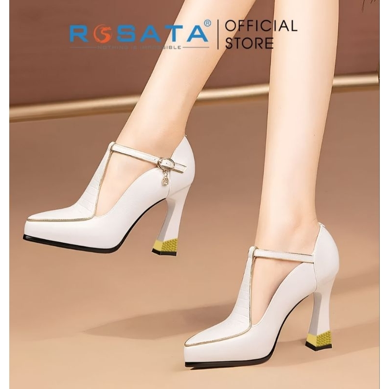 Giày sandal bít mũi hiệu Rosata cao gót 9f đẹp